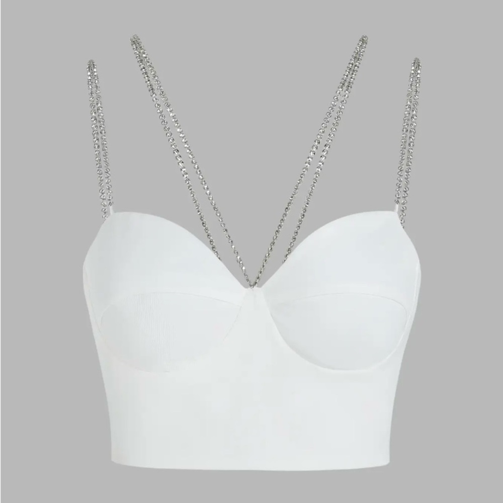 Cider White Crop Top with Silver Straps